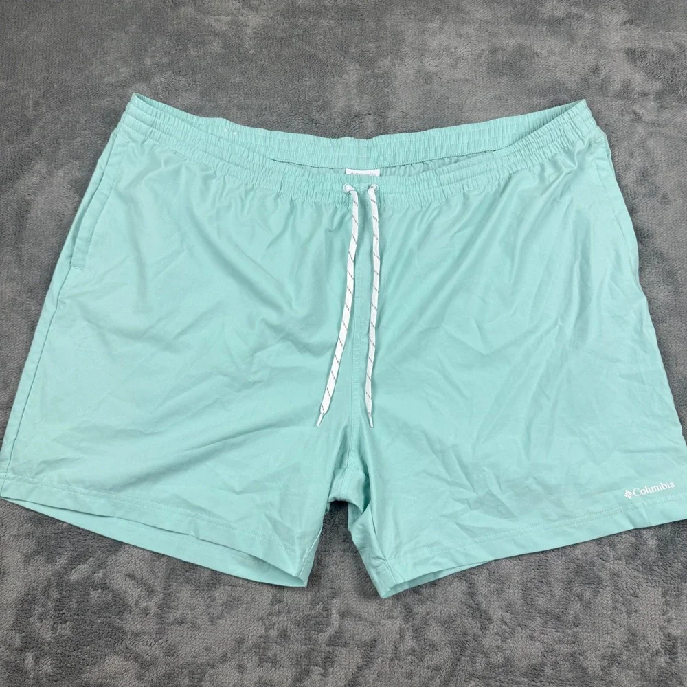 Columbia Mens 3X Mint Green Swim Trunks Elastic Waist Drawstring Shorts 6 Inseam